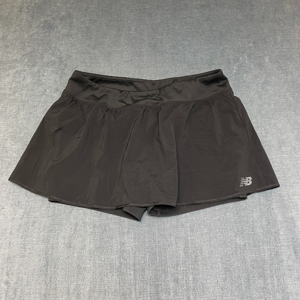 New Balance Tournament Tennis Skort Womens 36 Black Logo Elastic Waist Sports